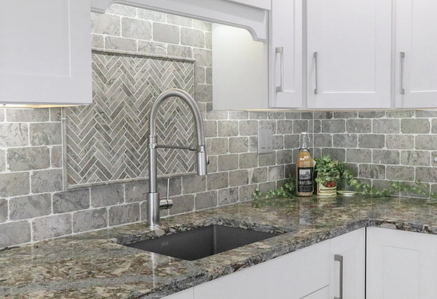 Sage Gray Herringbone Mosaic - Image 3