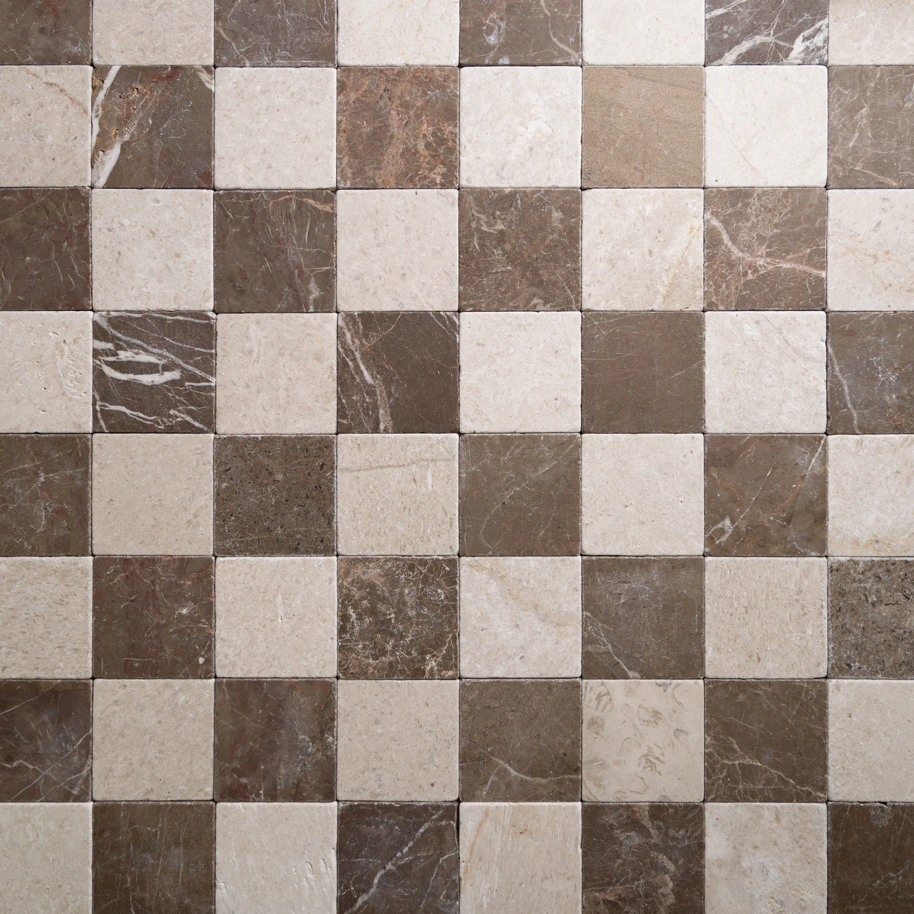 Sierra Limestone & Cafe Tenayo 4"x4" Checkered Tumbled marble