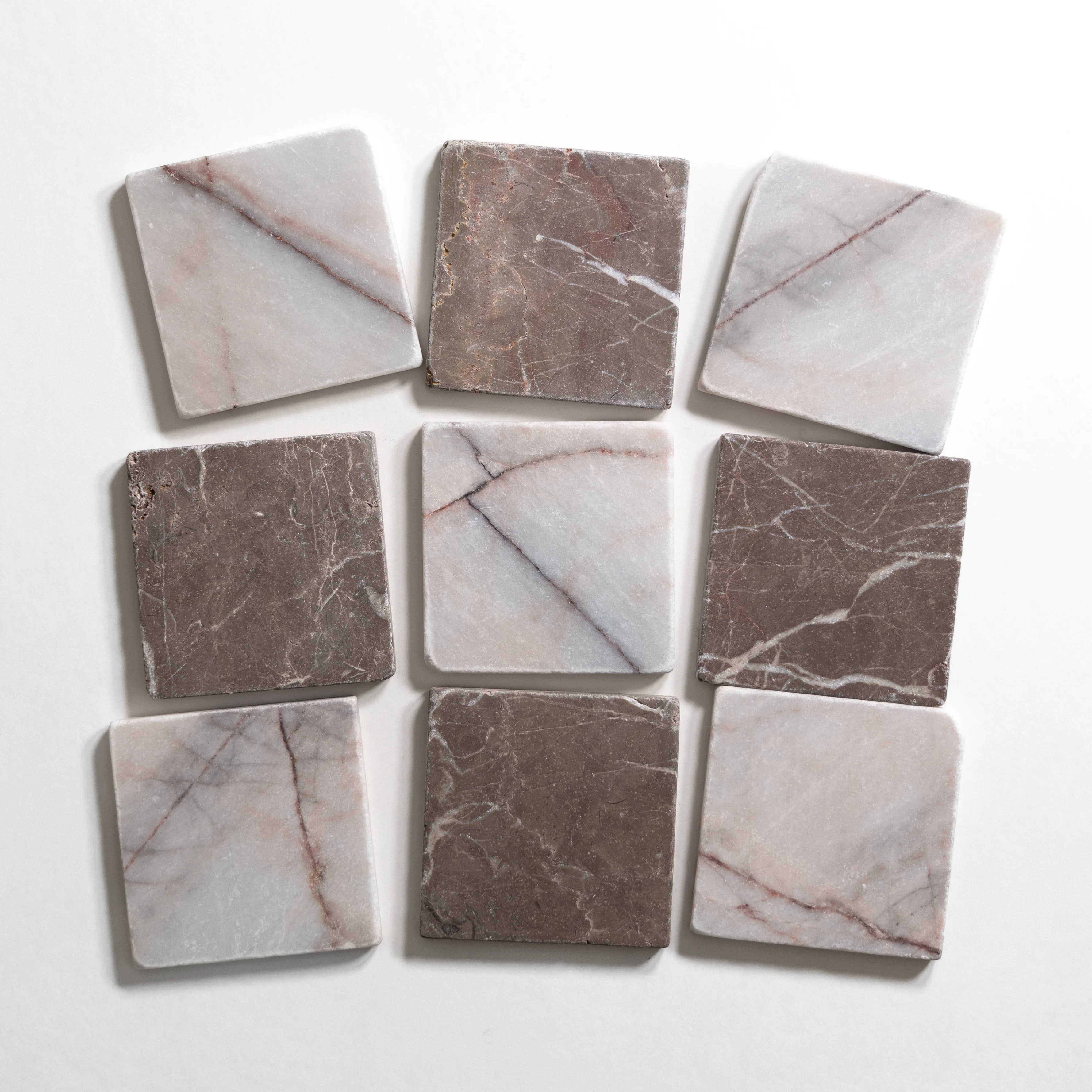 White #7 & Cafe Tenayo 4"x4" Checkered Tumbled Marble - Image 2