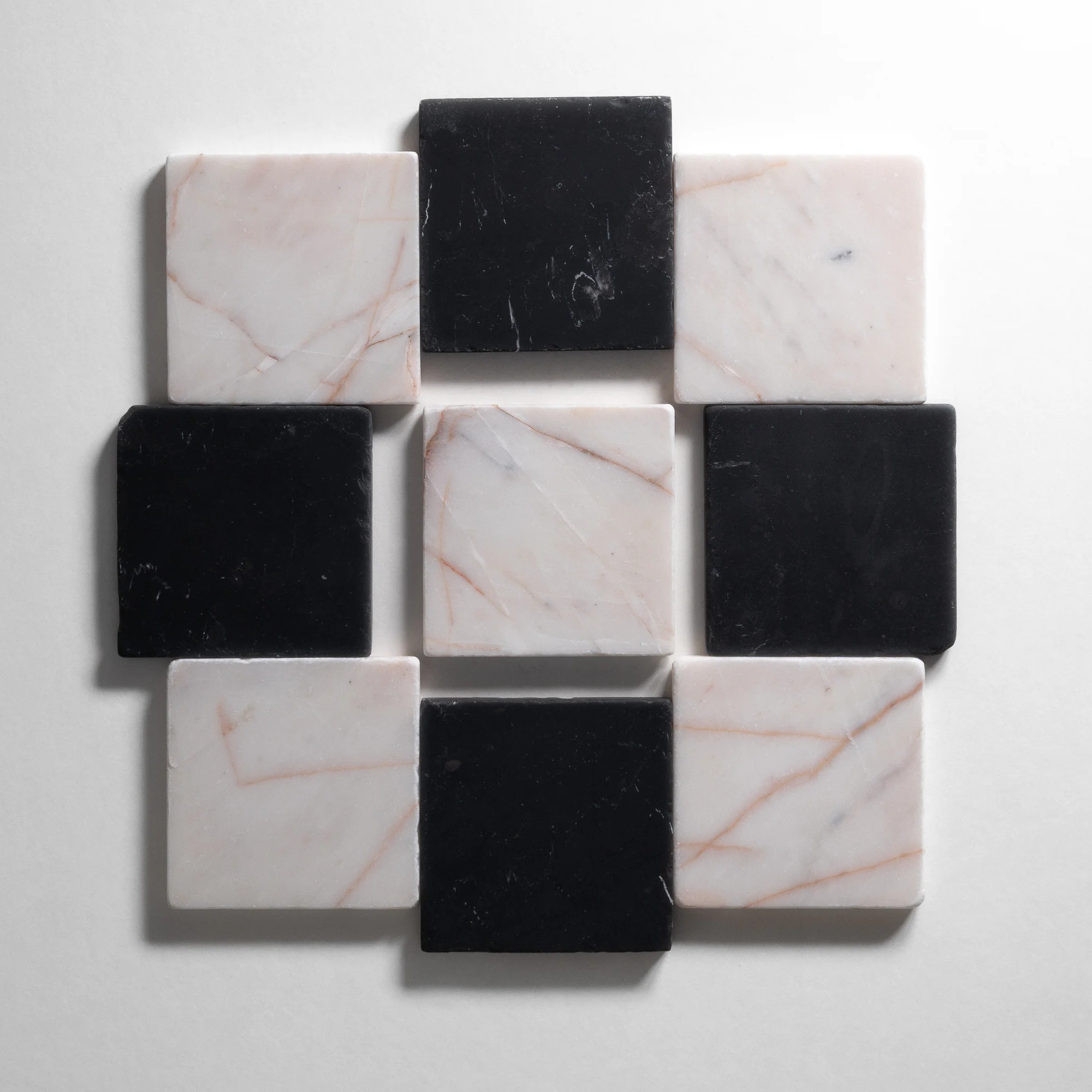 White #7 & Nero St. Gabriel 4"x4" Checkered Tumbled Marble - Image 3